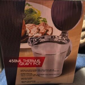 Thermal Gravy Pot with Lid - Silver